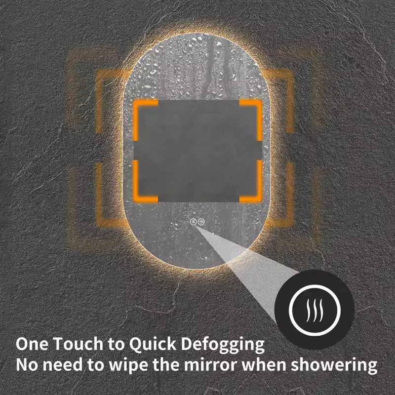 Specchio da bagno ovale moderno a LED anti-appannamento con modalità di illuminazione regolabili