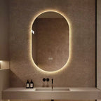 Specchio da bagno ovale moderno a LED anti-appannamento con modalità di illuminazione regolabili