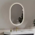 Specchio da bagno ovale moderno a LED anti-appannamento con modalità di illuminazione regolabili