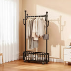 Appendiabiti Portatile Resistente, Stendibiancheria Mobile su Ruote con Ripiano, Appendiabiti in Metallo per Vestiti, per Camera da Letto, Lavanderia
