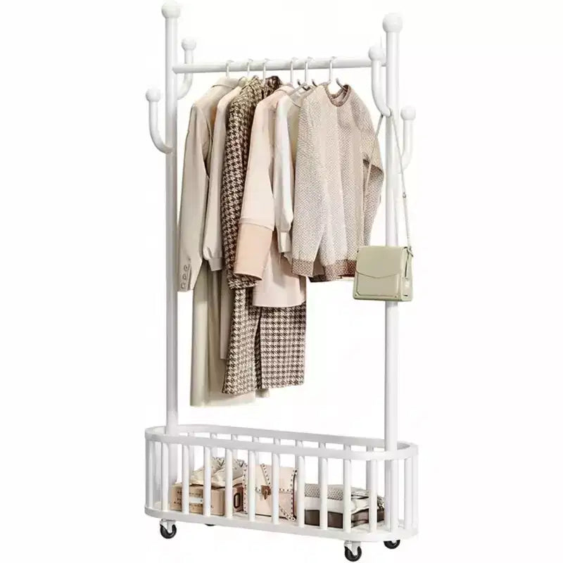 Appendiabiti Portatile Resistente, Stendibiancheria Mobile su Ruote con Ripiano, Appendiabiti in Metallo per Vestiti, per Camera da Letto, Lavanderia