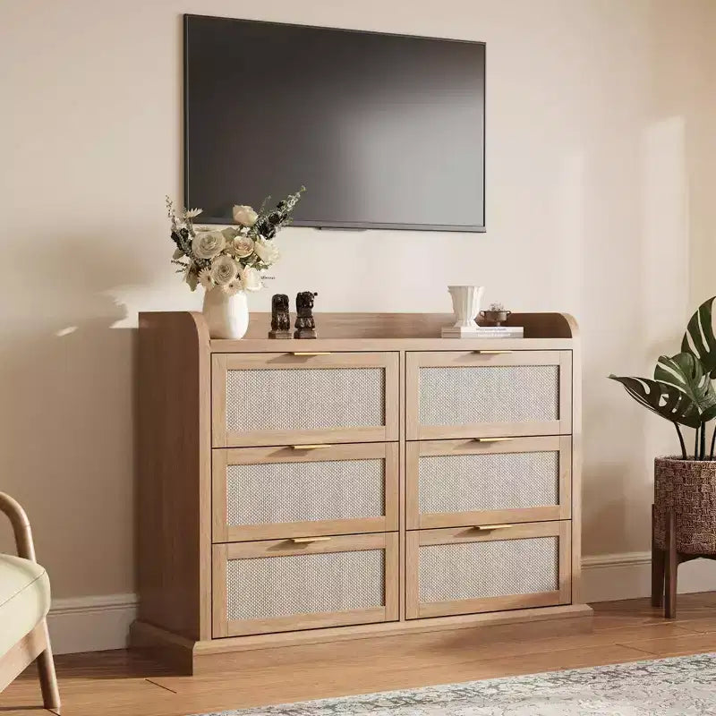 Comò Robusto a 6 Cassetti in Tessuto - Soluzione Contenitore da Scrivania con Tubi di Supporto in Metallo e Plastica per Camera da Letto, Dormitorio, Ingresso e Organizzazione