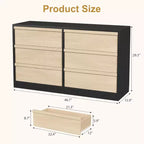Comò a 6 cassetti per camera da letto, Comò doppio moderno con 6 cassetti, Cassettiera in legno per soggiorno, ingresso, corridoio