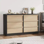 Comò a 6 cassetti per camera da letto, Comò doppio moderno con 6 cassetti, Cassettiera in legno per soggiorno, ingresso, corridoio