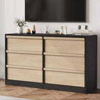 Comò a 6 cassetti per camera da letto, Comò doppio moderno con 6 cassetti, Cassettiera in legno per soggiorno, ingresso, corridoio
