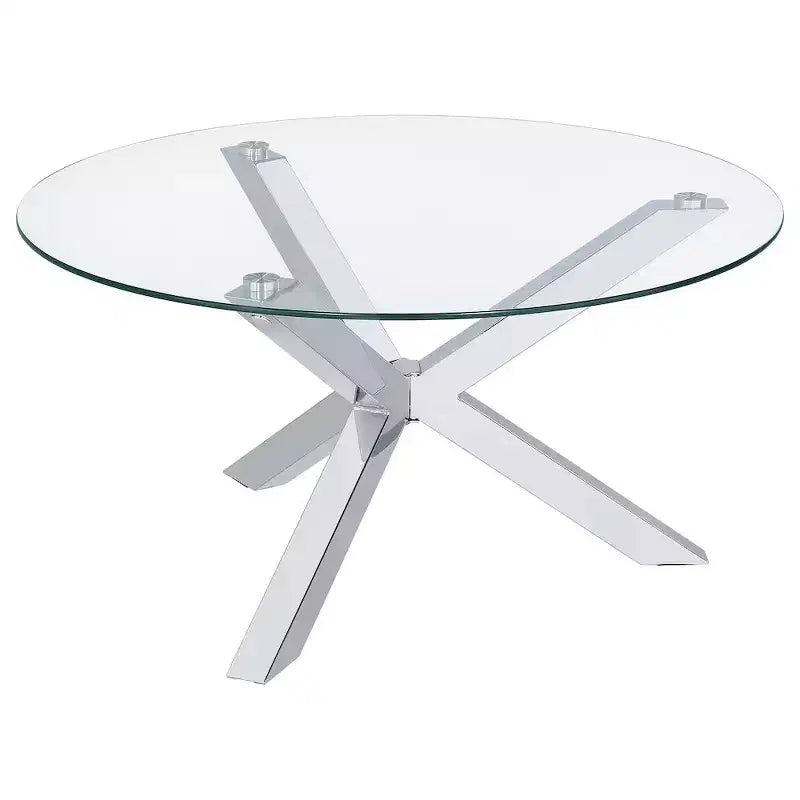 Coaster,Kenzie Round Tempered Glass Top Cocktail Coffee Table