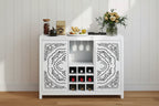 AEELLEEA Wine Bar Cabinet with 2 Doors MDF Buffet Storage Liquor Cabinet with Wine Rack and Glass Holder for Living Dining Room Kitchen White