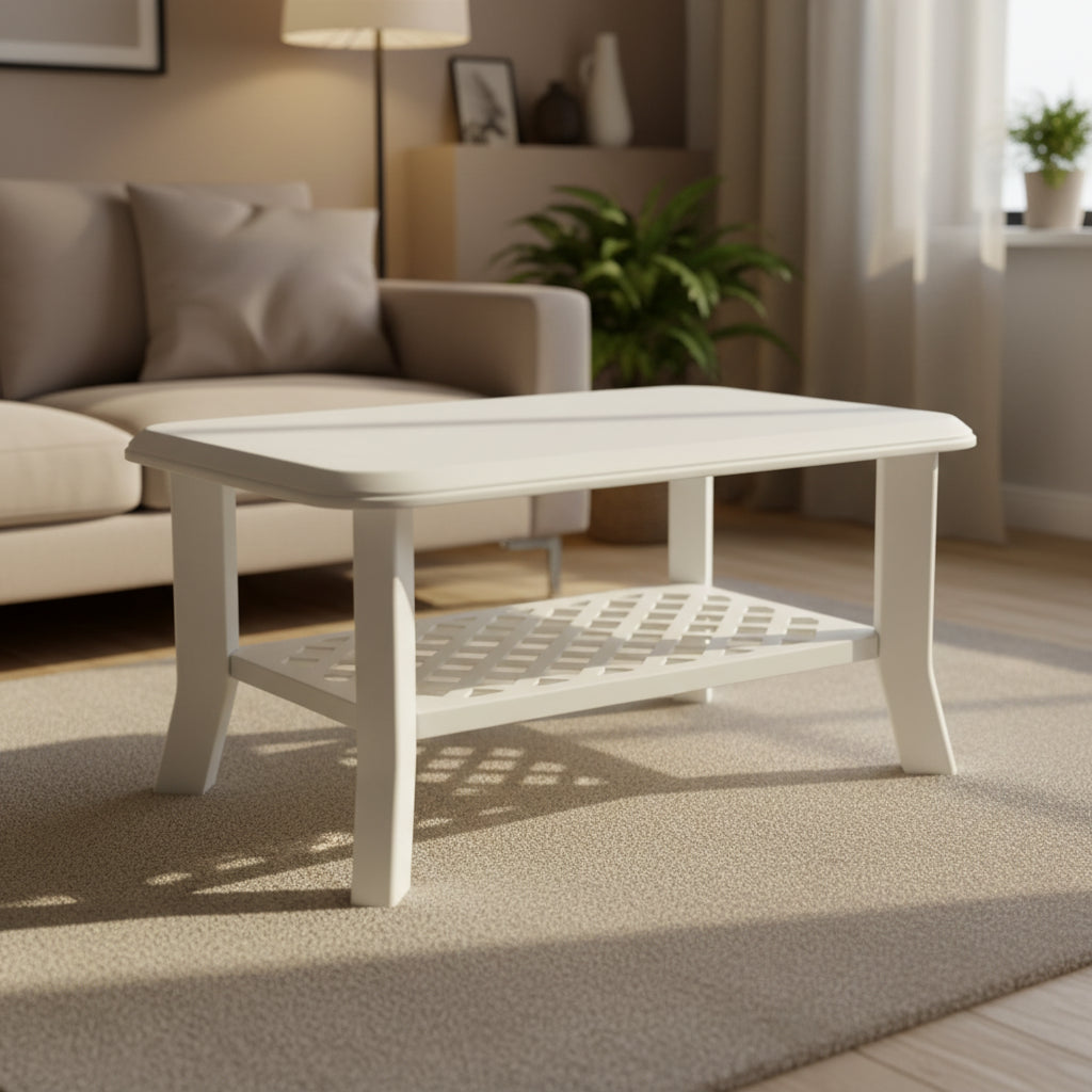 vidaXL Coffee Table End Table with Storage Shelf Side Couch Table Plastic