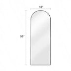 Specchio ad arco a figura intera Specchio da terra con supporto 45x147 cm Specchio da parete nero Specchio da camera da letto a figura intera Grandi dimensioni Cornice robusta