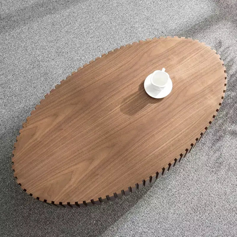 Tavolino da caffè ovale a tamburo moderno da 43 pollici, tavolino centrale in MDF per soggiorno e camera da letto, tavolino salvaspazio