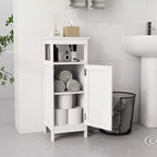 Mobiletto bagno a porta singola, mobiletto multi-funzionale in legno con ripiano regolabile e ripiano aperto per bagno, cucina, soggiorno, bianco