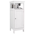 Mobiletto bagno a porta singola, mobiletto multi-funzionale in legno con ripiano regolabile e ripiano aperto per bagno, cucina, soggiorno, bianco