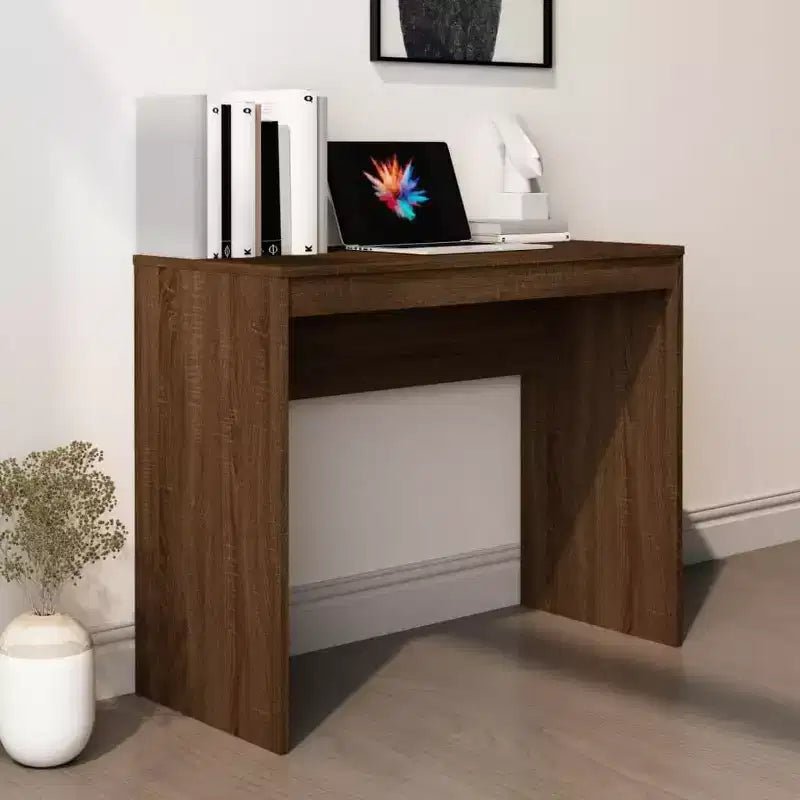 Scrivania piccola minimalista in legno ingegnerizzato rovere Sonoma