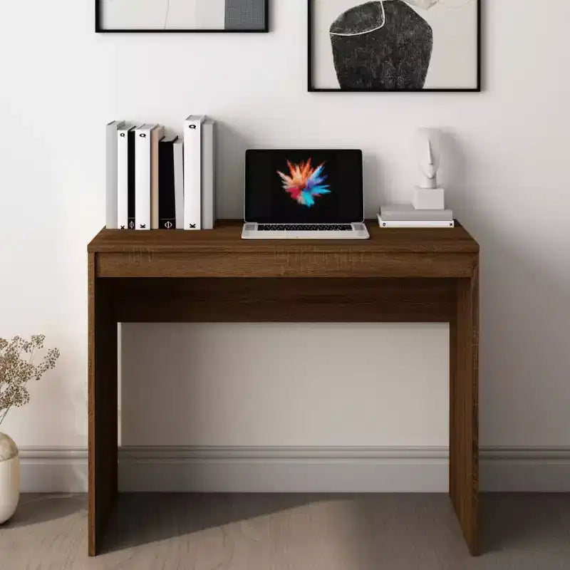 Scrivania piccola minimalista in legno ingegnerizzato rovere Sonoma