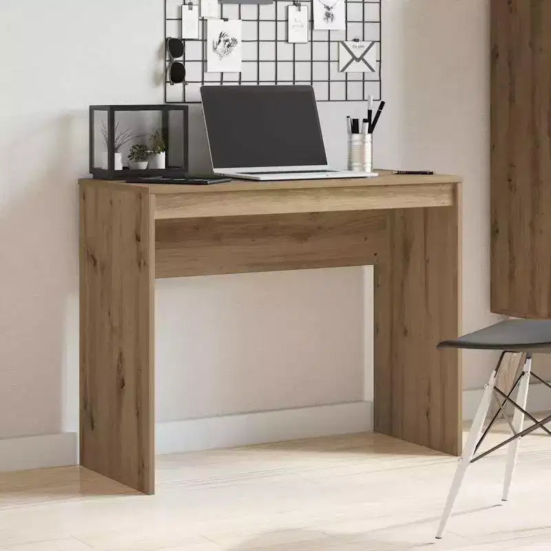 Scrivania piccola minimalista in legno ingegnerizzato rovere Sonoma