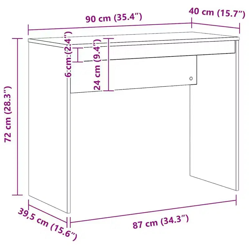 Scrivania piccola minimalista in legno ingegnerizzato rovere Sonoma