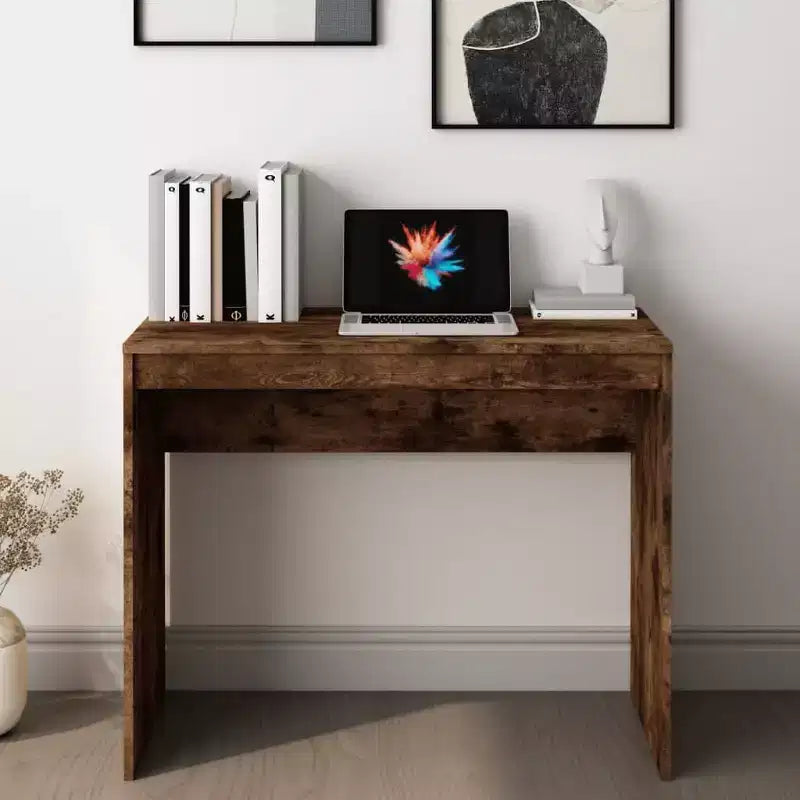 Scrivania piccola minimalista in legno ingegnerizzato rovere Sonoma