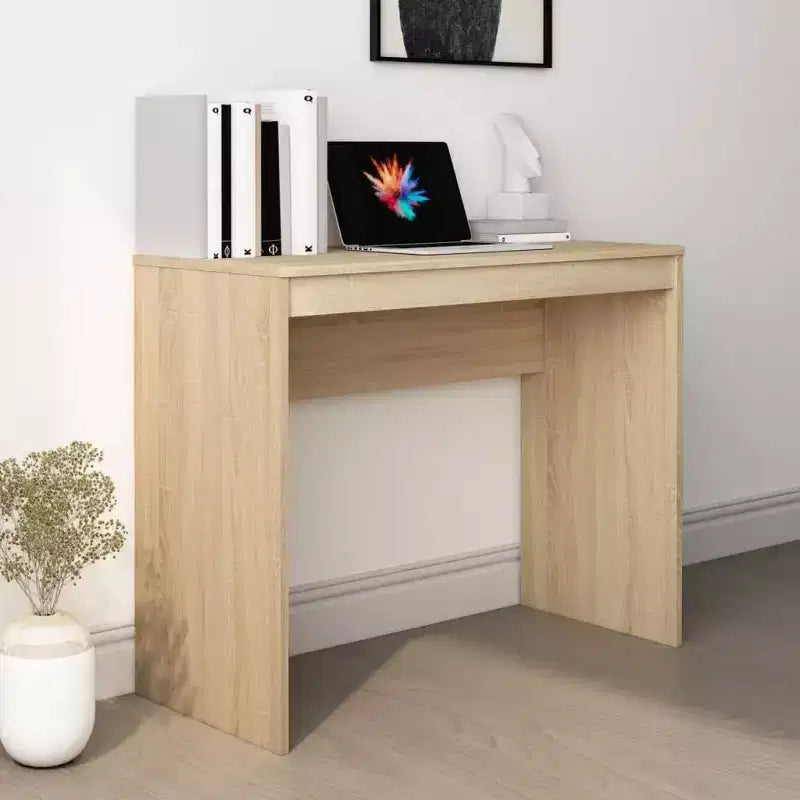 Scrivania piccola minimalista in legno ingegnerizzato rovere Sonoma