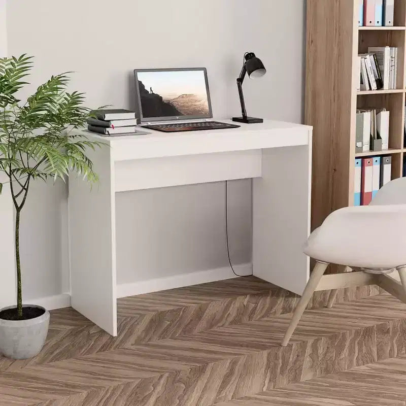 Scrivania piccola minimalista in legno ingegnerizzato rovere Sonoma